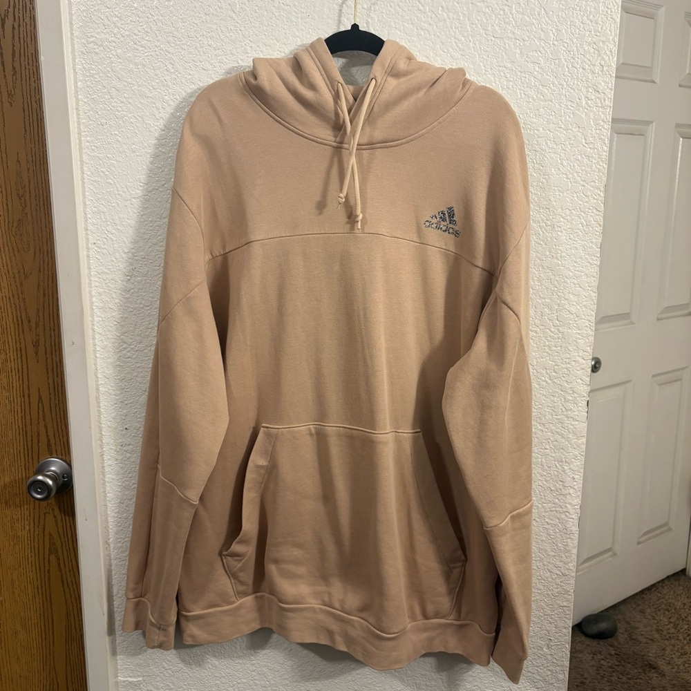 Adidas Men's Tan Hoodie 2XL Pullover Fleece‎ — Beige Oversized Fit